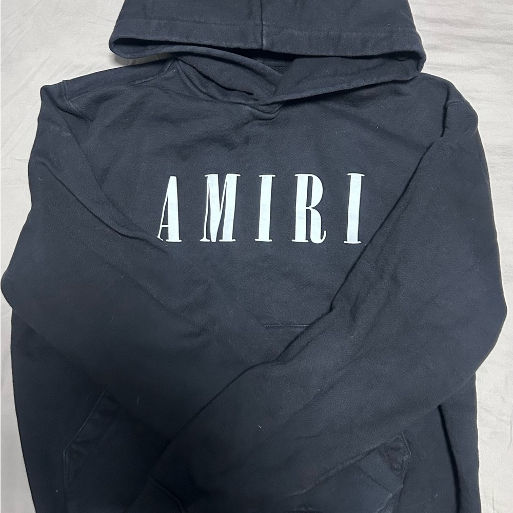 AMIRI Black Hoodie with White Logo